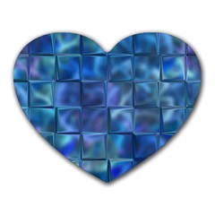 Blue Squares Tiles Mouse Pad (Heart)