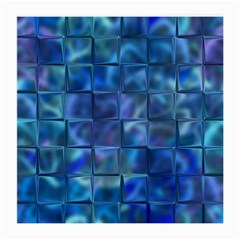 Blue Squares Tiles Glasses Cloth (Medium, Two Sided)