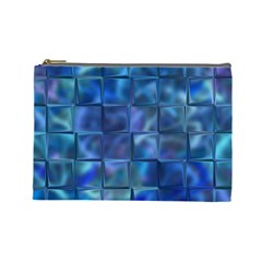 Blue Squares Tiles Cosmetic Bag (Large)