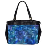 Blue Squares Tiles Oversize Office Handbag (Two Sides) Front