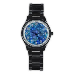 Blue Squares Tiles Sport Metal Watch (Black)