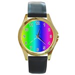 Crayon Box Round Leather Watch (Gold Rim)  Front