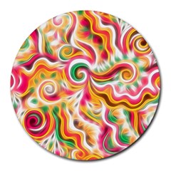 Sunshine Swirls 8  Mouse Pad (round) by KirstenStar