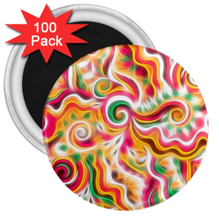 Sunshine Swirls 3  Button Magnet (100 pack)