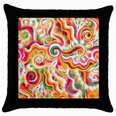 Sunshine Swirls Black Throw Pillow Case by KirstenStar