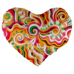 Sunshine Swirls Large 19  Premium Heart Shape Cushion by KirstenStar