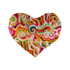 Sunshine Swirls Standard 16  Premium Flano Heart Shape Cushion  by KirstenStar