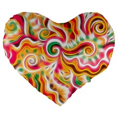 Sunshine Swirls Large 19  Premium Flano Heart Shape Cushion by KirstenStar