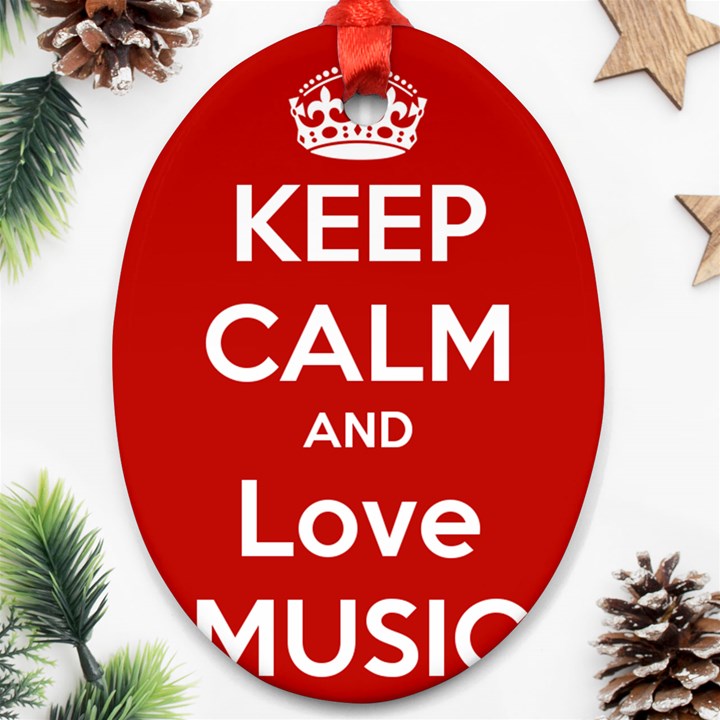 Keep Calm And Love Music 5739 Oval Ornament (Two Sides)