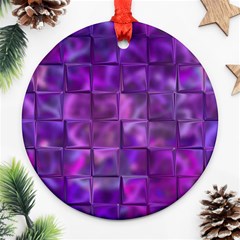 Purple Squares Round Ornament