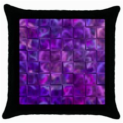 Purple Squares Black Throw Pillow Case