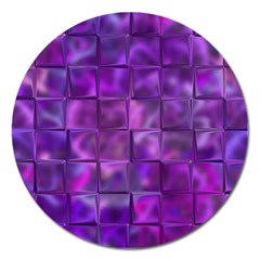 Purple Squares Magnet 5  (round) by KirstenStar