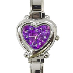 Purple Squares Heart Italian Charm Watch 