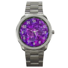 Purple Squares Sport Metal Watch