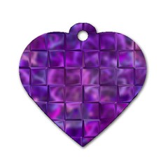 Purple Squares Dog Tag Heart (Two Sided)