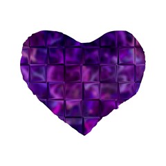 Purple Squares Standard 16  Premium Heart Shape Cushion 