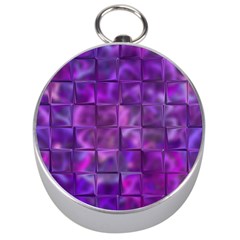 Purple Squares Silver Compass