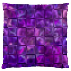 Purple Squares Large Flano Cushion Case (One Side)