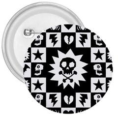 Goth Punk Skull Checkers 3  Button by ArtistRoseanneJones