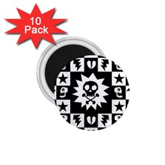 Goth Punk Skull Checkers 1 75  Button Magnet (10 Pack) by ArtistRoseanneJones