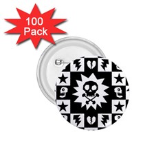 Goth Punk Skull Checkers 1 75  Button (100 Pack) by ArtistRoseanneJones