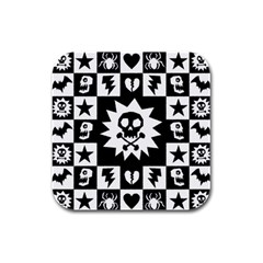 Goth Punk Skull Checkers Drink Coasters 4 Pack (square) by ArtistRoseanneJones