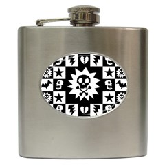 Goth Punk Skull Checkers Hip Flask by ArtistRoseanneJones