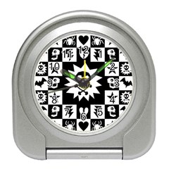 Goth Punk Skull Checkers Desk Alarm Clock by ArtistRoseanneJones