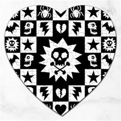 Goth Punk Skull Checkers Jigsaw Puzzle (heart) by ArtistRoseanneJones