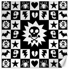 Goth Punk Skull Checkers Canvas 20  X 20  (unframed) by ArtistRoseanneJones