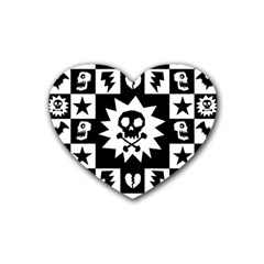 Goth Punk Skull Checkers Drink Coasters (heart) by ArtistRoseanneJones