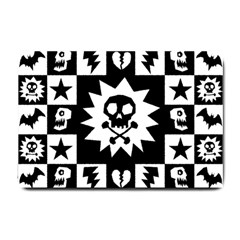 Goth Punk Skull Checkers Small Door Mat by ArtistRoseanneJones