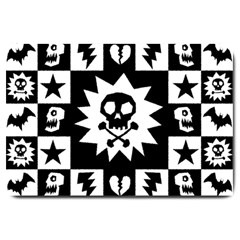 Goth Punk Skull Checkers Large Door Mat by ArtistRoseanneJones