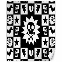 Goth Punk Skull Checkers Canvas 11  X 14  (unframed) by ArtistRoseanneJones