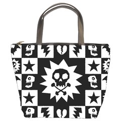 Goth Punk Skull Checkers Bucket Handbag by ArtistRoseanneJones