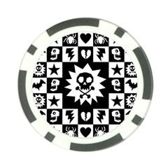 Goth Punk Skull Checkers Poker Chip (10 Pack) by ArtistRoseanneJones