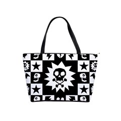 Goth Punk Skull Checkers Large Shoulder Bag by ArtistRoseanneJones