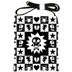 Goth Punk Skull Checkers Shoulder Sling Bag by ArtistRoseanneJones