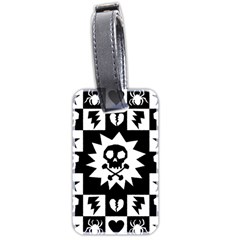 Goth Punk Skull Checkers Luggage Tag (two Sides) by ArtistRoseanneJones