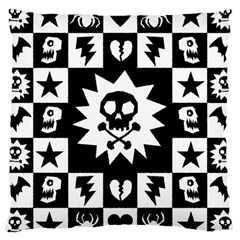 Goth Punk Skull Checkers Large Cushion Case (single Sided)  by ArtistRoseanneJones