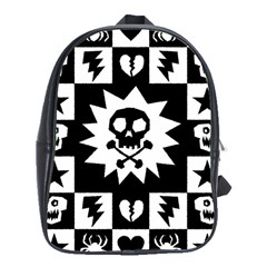 Goth Punk Skull Checkers School Bag (xl) by ArtistRoseanneJones