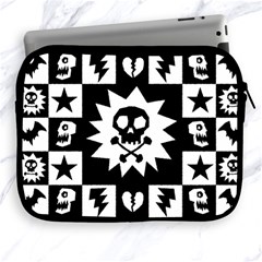 Goth Punk Skull Checkers Apple Ipad Zippered Sleeve by ArtistRoseanneJones