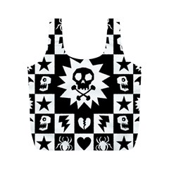 Goth Punk Skull Checkers Reusable Bag (m) by ArtistRoseanneJones