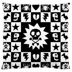 Goth Punk Skull Checkers Large Flano Cushion Case (one Side) by ArtistRoseanneJones