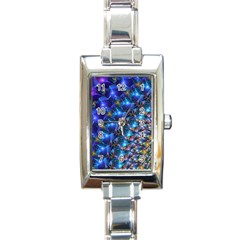 Blue Sunrise Fractal Rectangle Italian Charm Watch by KirstenStar