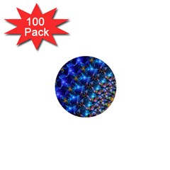 Blue Sunrise Fractal 1  Mini Button (100 Pack)  by KirstenStar