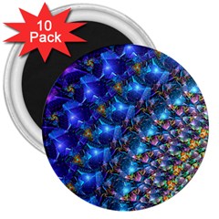 Blue Sunrise Fractal 3  Magnet (10 Pack) by KirstenStar