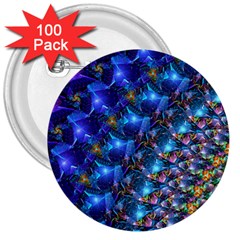 Blue Sunrise Fractal 3  Button (100 Pack) by KirstenStar