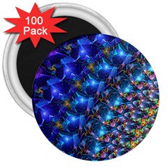 Blue Sunrise Fractal 3  Magnet (100 Pack) by KirstenStar