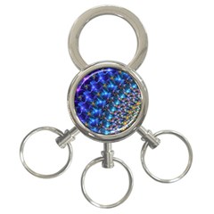 Blue Sunrise Fractal 3-ring Key Chain by KirstenStar